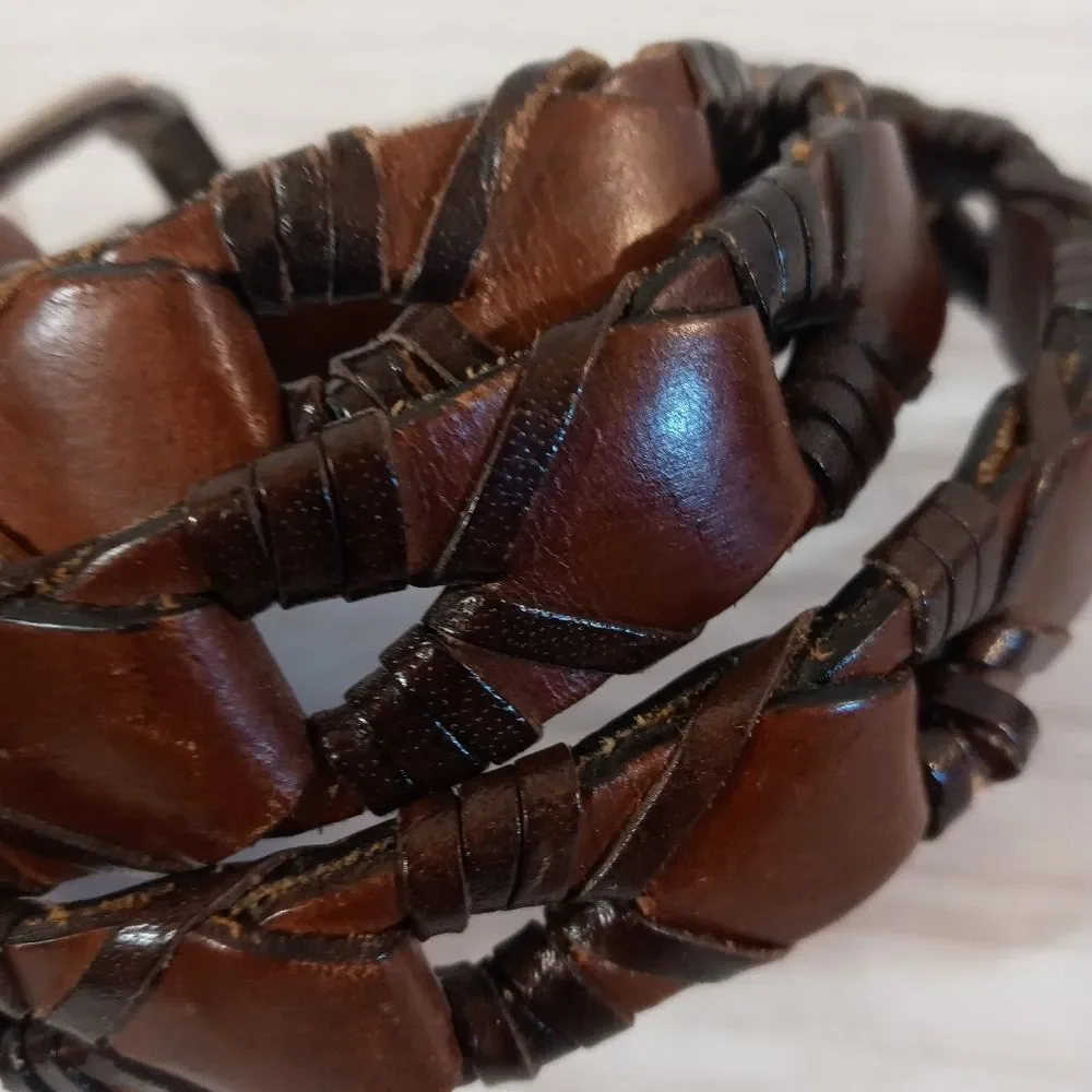 Braided Made In India Leather Belt With Brass Buckle ML